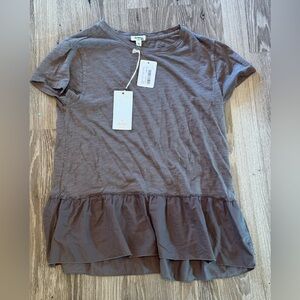 Dylan gray Flounce Hem Short Sleeve Tee Shirt size Small NWT